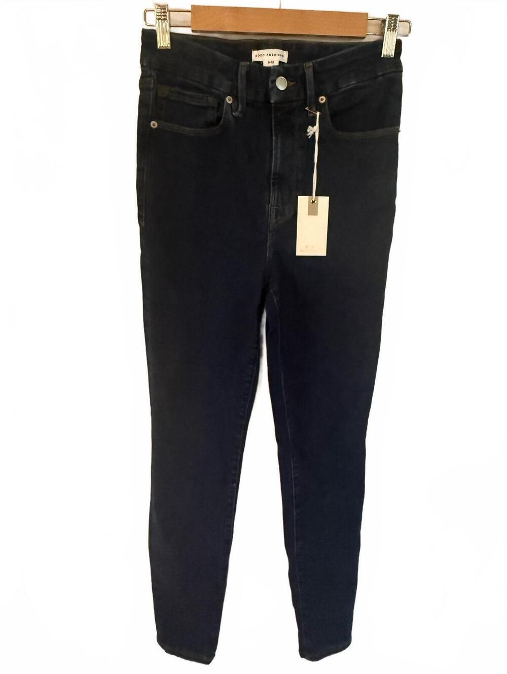 Good American Good Waist Skinny High-Rise Skinny Jeans Size 6-12 Dark Blue